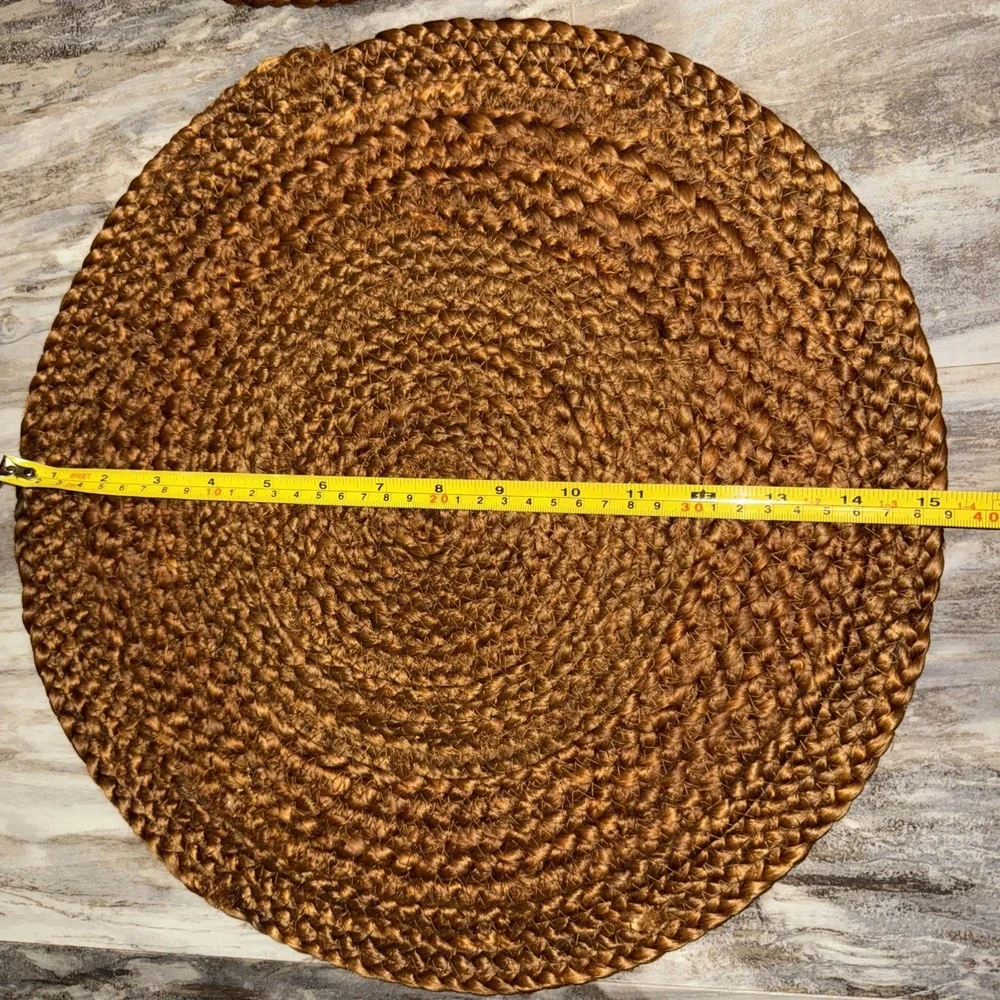 Woven Macrame Fiber 6 Pc Placemat Set Cottagecore Rust Brown Fall Autumn 15 In